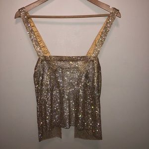 Gold rhinestone Akira Open Back Top